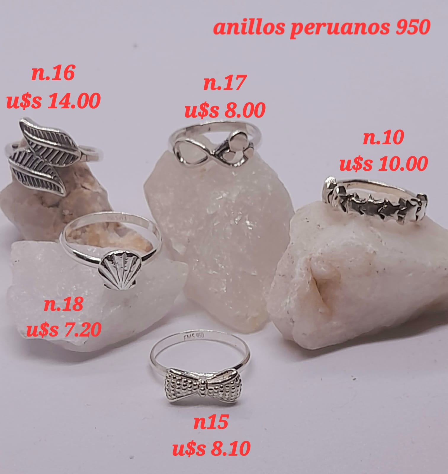 Anillos plata peruana 950