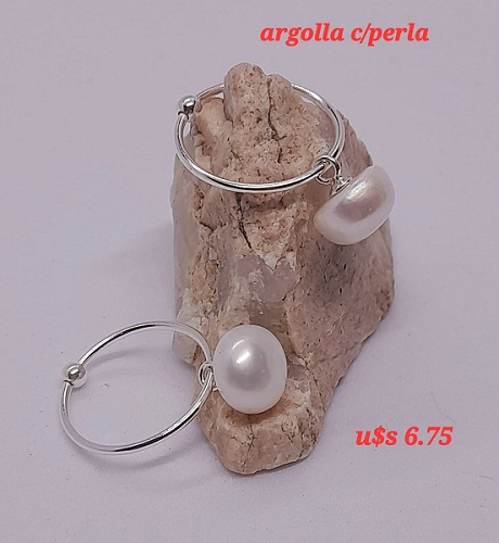 Aros Argolla con Perla Plata 925