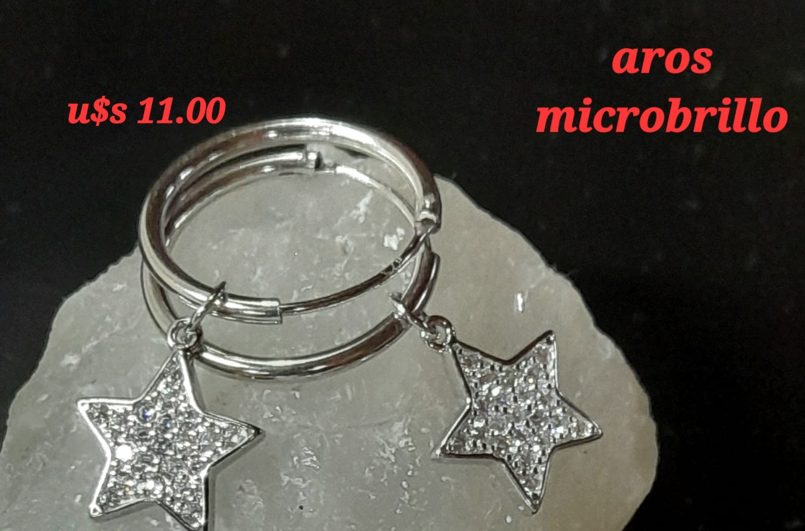 Aros argolla con estrella microbrillo plata 925