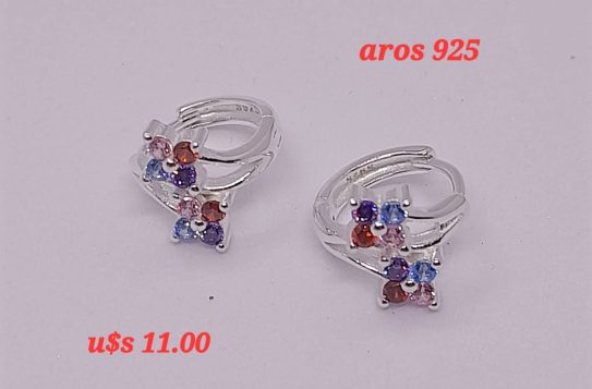 Aros Flor brillo multicolor plata 925