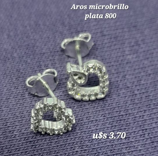 Aros pasantes corazón plata 800