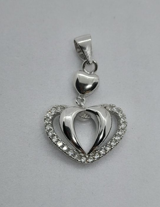 Dijes Corazón Microbrillo Plata 800 - Image 4
