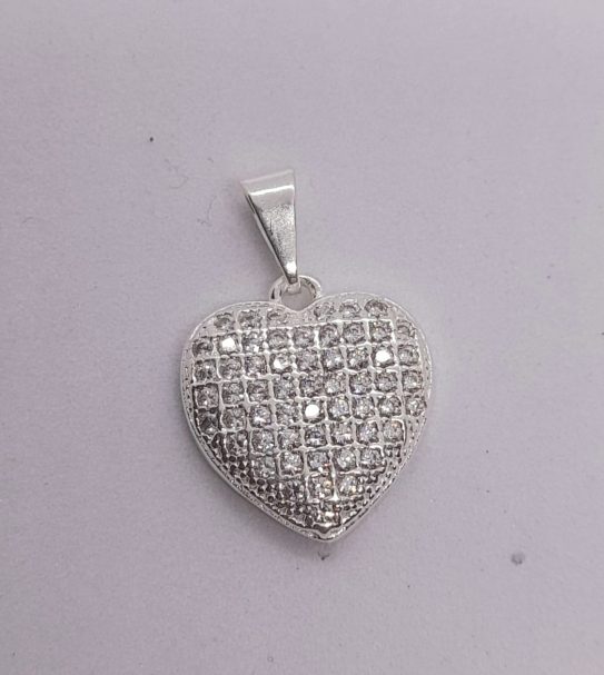 Dijes Corazón Microbrillo Plata 800 - Image 5