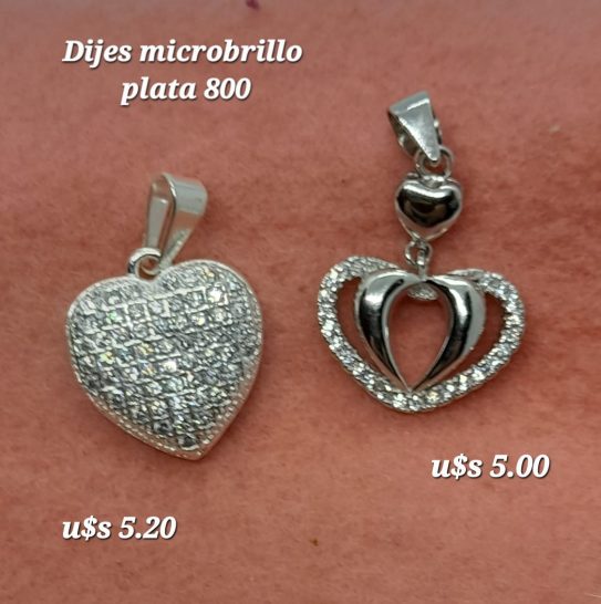 Dije Corazón microbrillo plata 800.