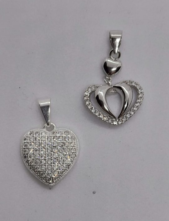 Dijes Corazón Microbrillo Plata 800 - Image 2
