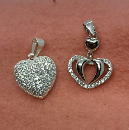 Dijes Corazón Microbrillo Plata 800 - Image 3