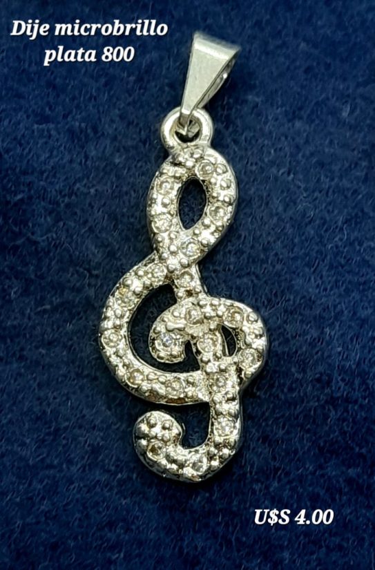 Dije musica microbrillo plata 800.