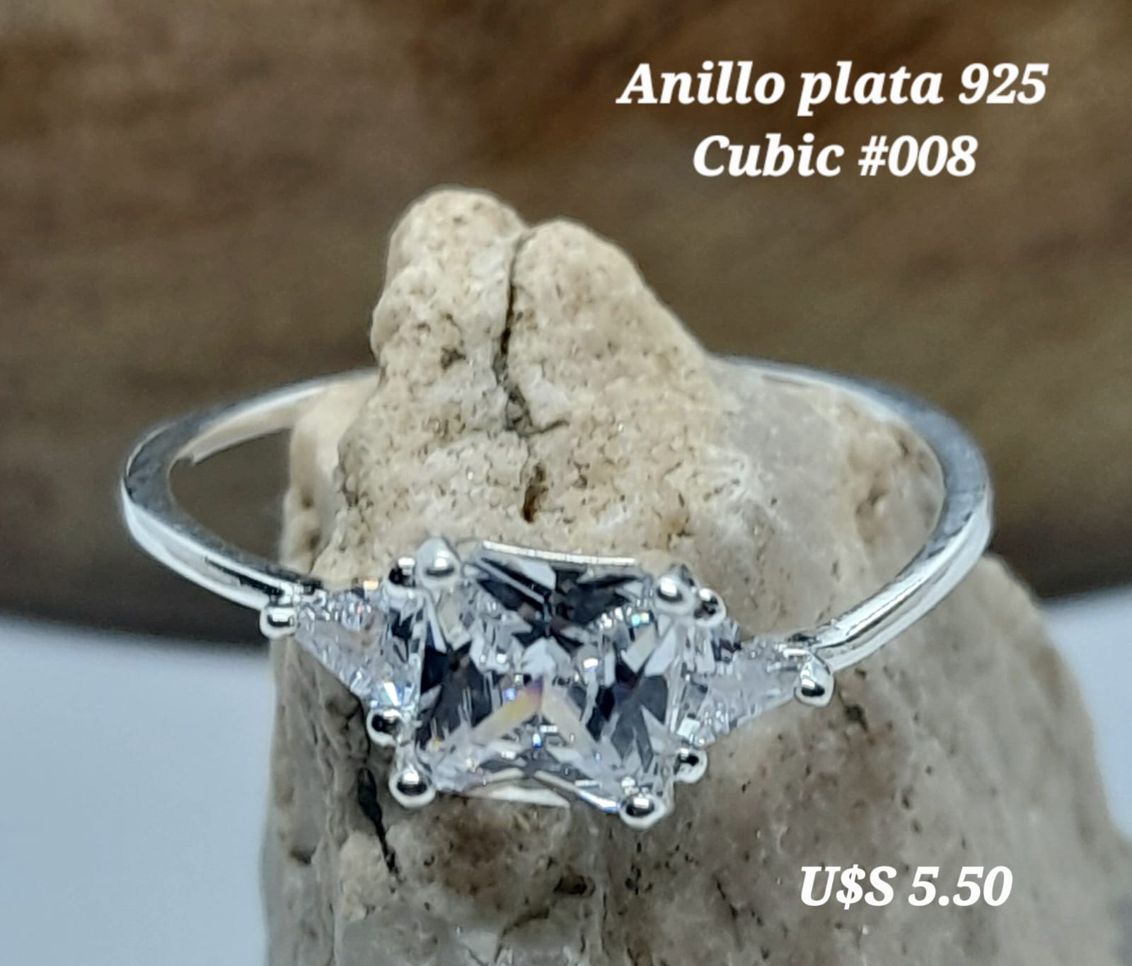 Anillo plata Cubic Valor segun dolar blue