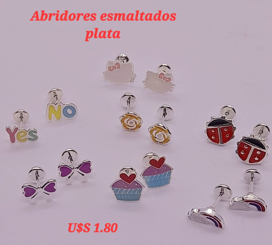 Abridores de plata esmaltada. modelos varios. Valor según cotización dolar blue.