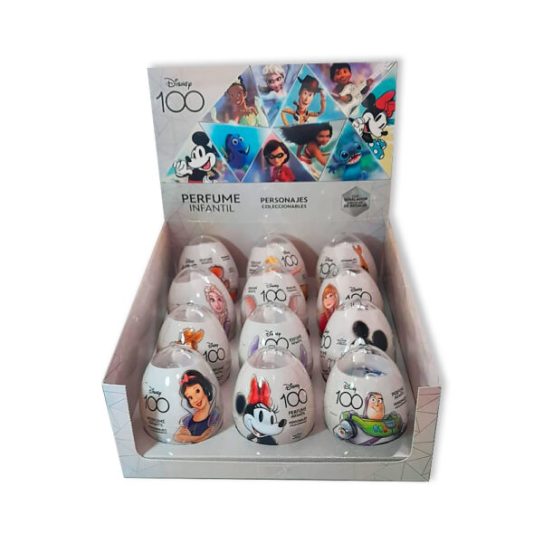 49997 – Capsula con perfume inf.x 8ml Disney 100 exhibidor x 12 personajes surtidos