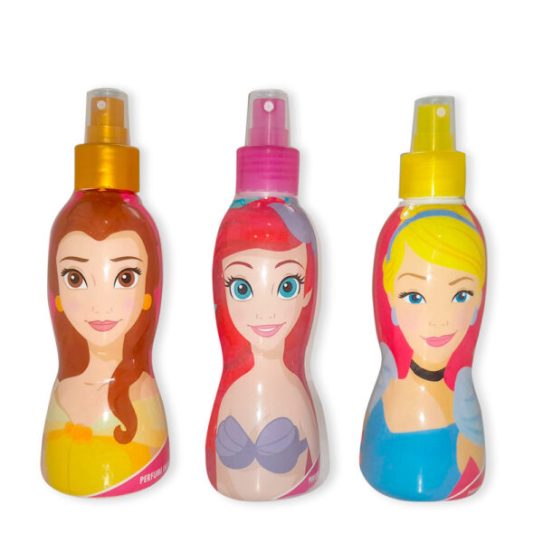 44770 – Perfume Princesas Muñeca 3D x 200 ml en caja Exhibidora x 12 un surtidos( ARIEL-BELLA-CENICIENTA)