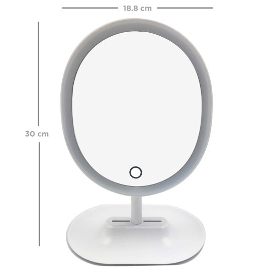 E158 Espejo LED 18.8 x 30 cm Blanco y Rosa Jessamy