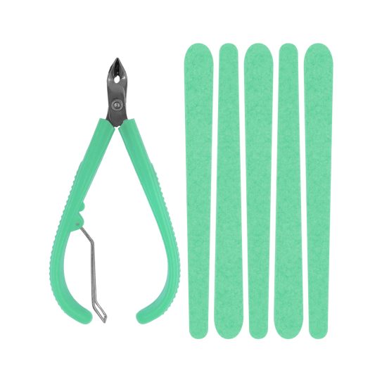 Alicate para Cutículas con 5 limas en celeste y verde Jessamy