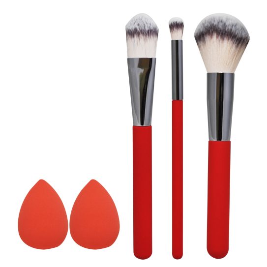 P3802 Set Maquillaje Básico (3 Brochas+2 Cisnes) Rojo Jessamy