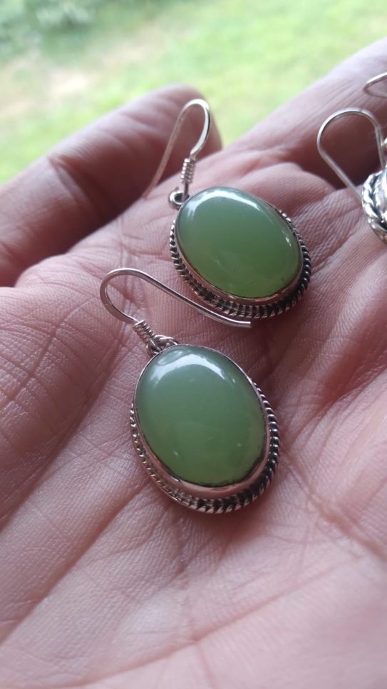 Aros colgantes piedra jade