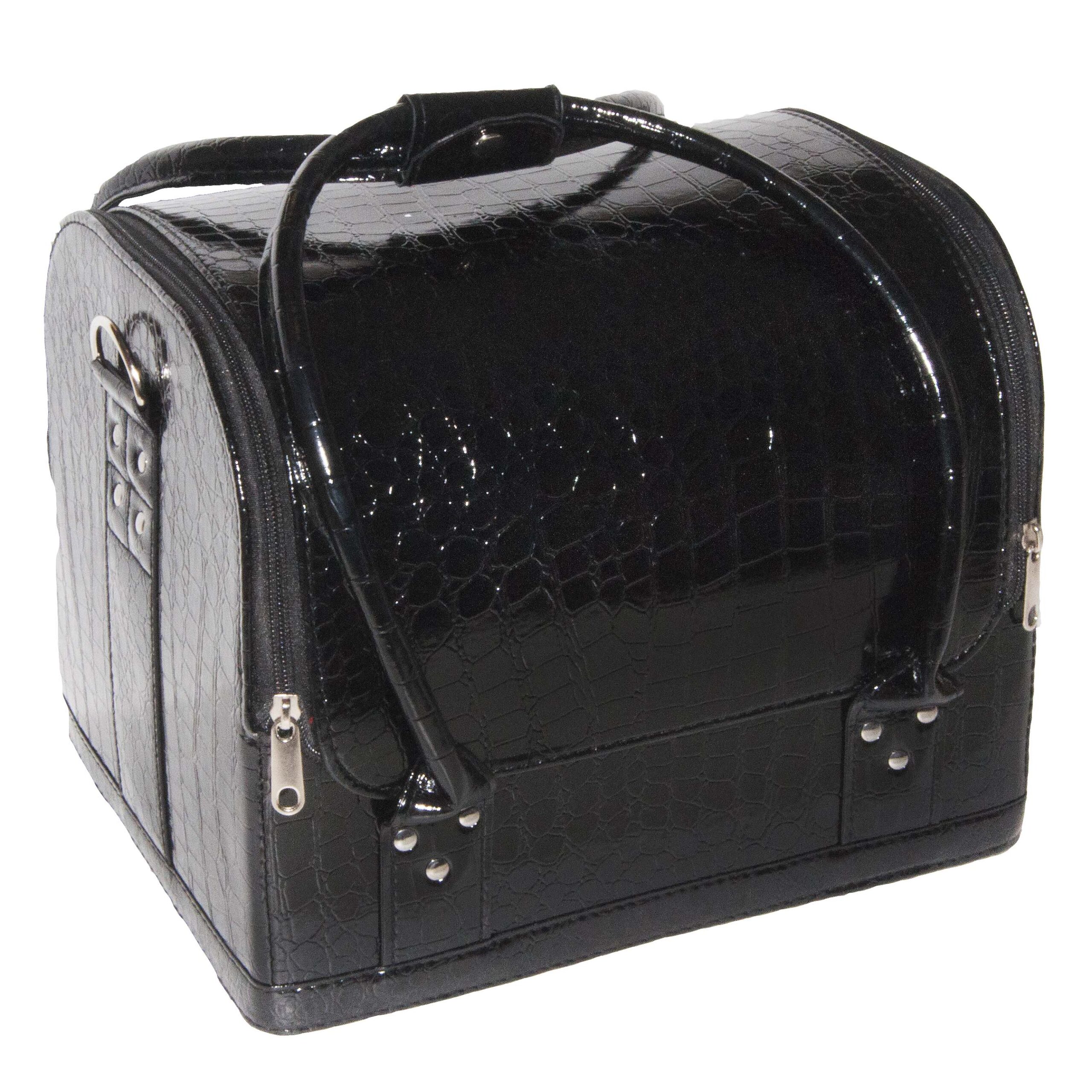 M1001 MALETIN NEGRO CROCO BAUL C/ 4 BJAS (30x23x24cm)